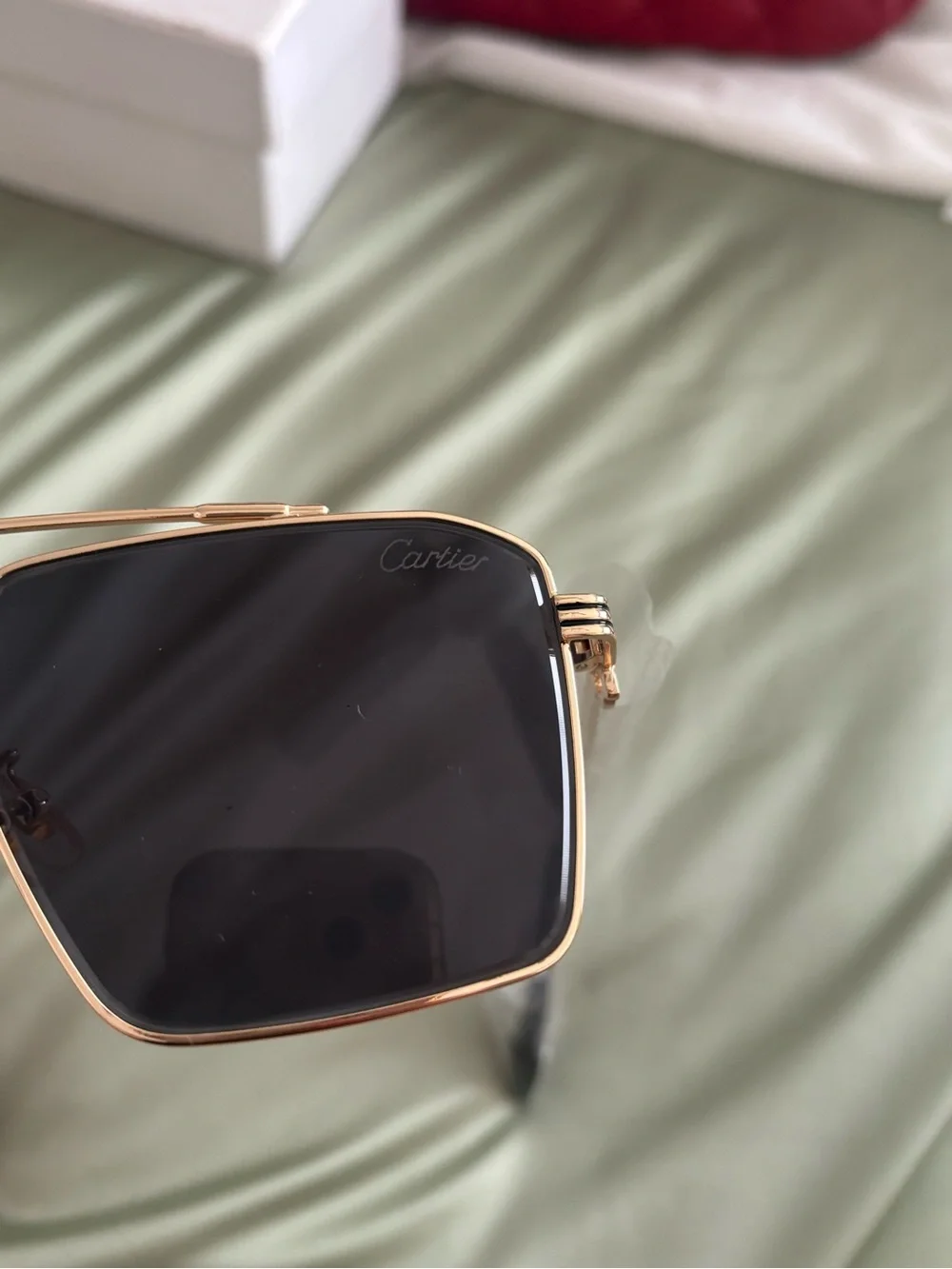 Cartier Gold Men's Sunglasses with Dark Black Lenses